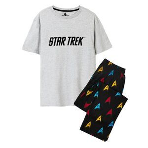 Star Trek Mens Logo All-Over Print Pajama Set / Black/Gray